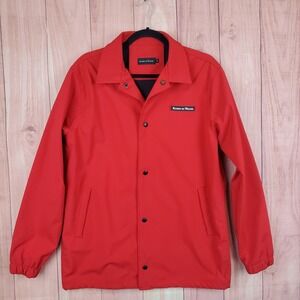 Raised By Wolves Jacket Mens Sz M Medium Red Snap Button Bomber Coaches